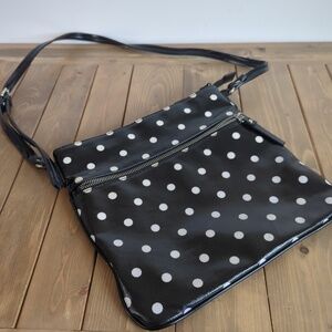 Black and White Polka Dot Vinyl Retro 80s Shoulder Bag